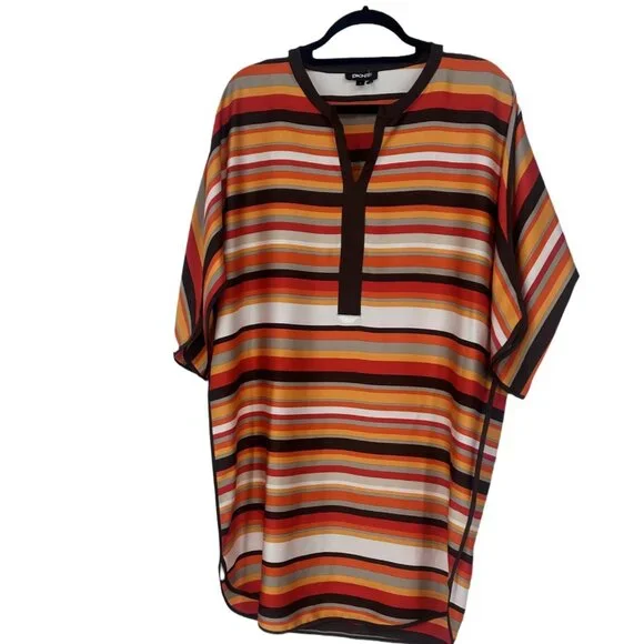 NWOT DKNY Multicolor Stripe Kimono Sleeve Dress M - Picture 3 of 6